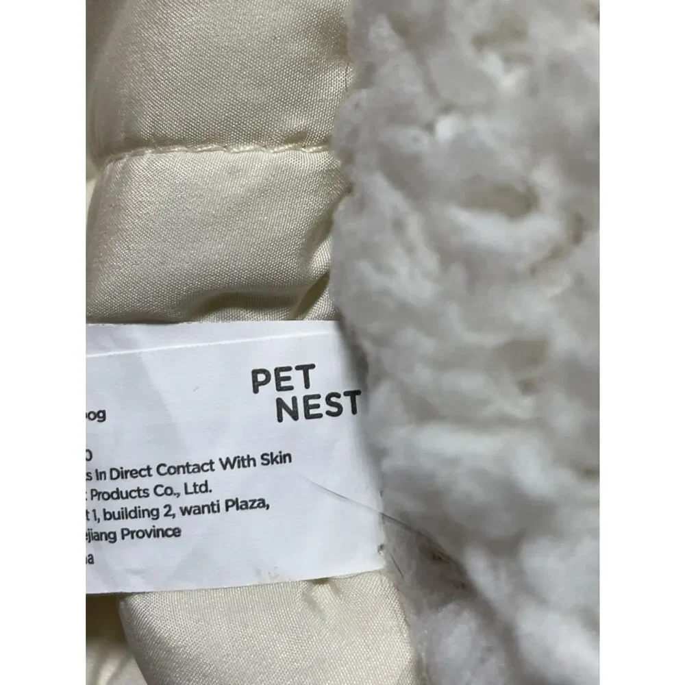 Kimpets Cream Quilted Sherpa-Trim Pet Neat with Bear Patch Kitty Sleeping Bag